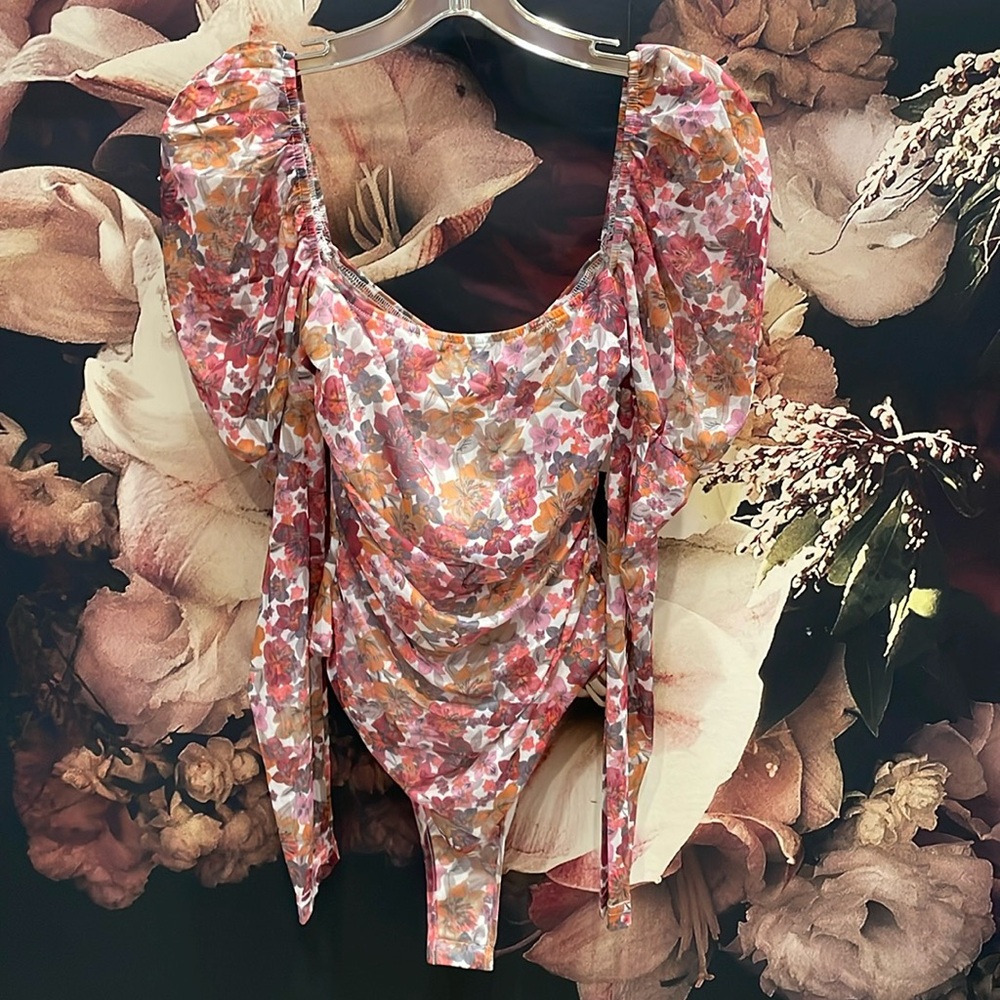 Nasty Gal floral mesh bodysuit.
